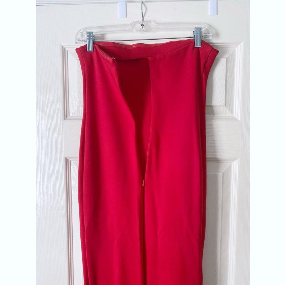 Lovers + Friends Strapless Red Mermaid Ruffle Midi Dress - Picture 5 of 7